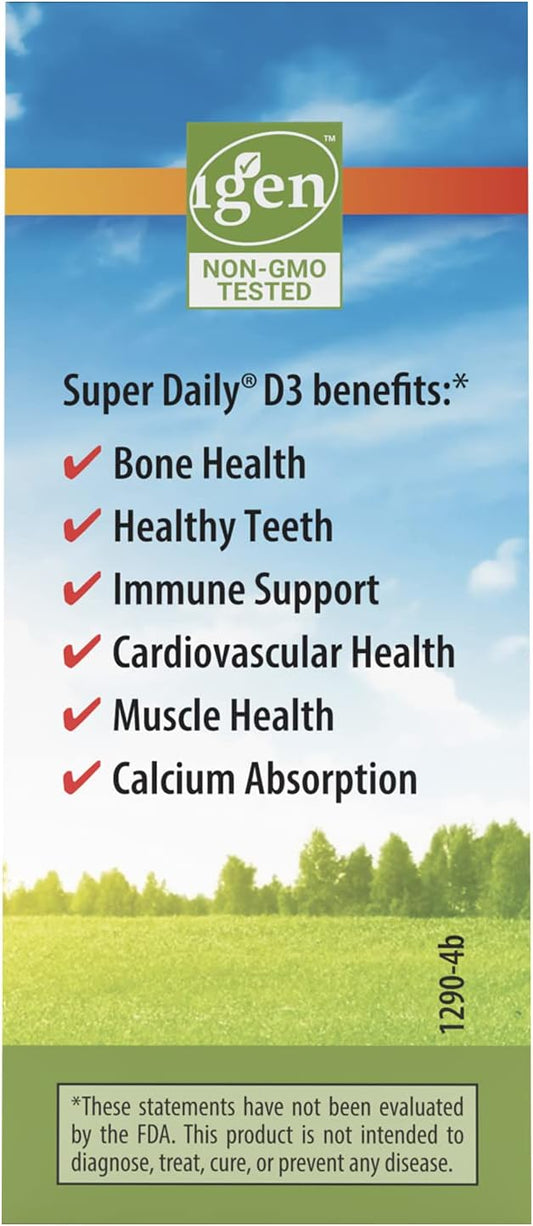 Carlson Super Daily D3 4,000 IU (100 mcg), Heart & Immune Health, Teeth & Bone Strength, Unflavored, 365 Drops