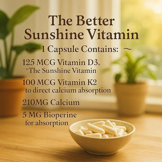 Me First Living Vitamin D3 K2 Supplement Bone and Heart Health Non-GMO Formula 125 MCG Vitamin D3 & 100 MCG Vitamin K2 MK-7 Easy to Swallow Vitamin D & K Complex with Calcium