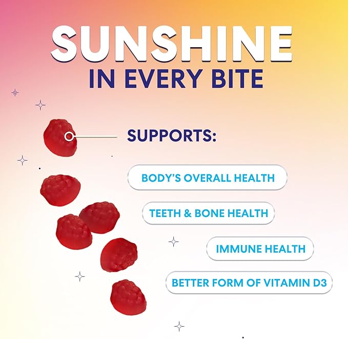 Vitamin D3 Gummy 5000 IU (125 mcg) - Dietary Vitamins D Supplement for Women & Men - Bone, Teeth, Muscle & Immune Health Support, High Potency VIT D3 Nature's Non-GMO & Gluten Free - 120 Gummies