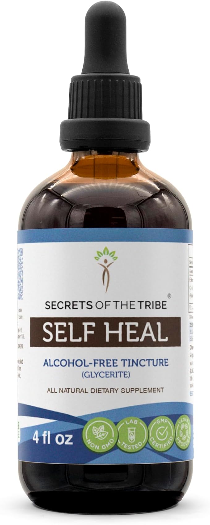 Secrets of the Tribe Self Heal Alcohol-Free Liquid Extract, Self Heal (Heal All, Prunella Vulgaris) Dried Herb Tincture Supplement (4 FL OZ)