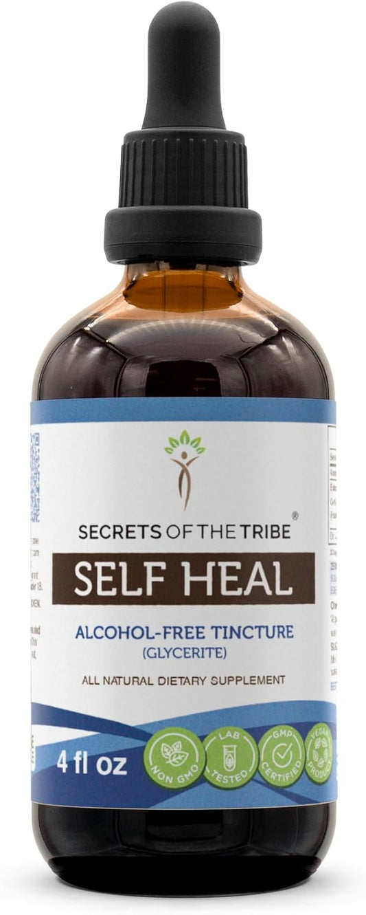 Secrets of the Tribe Self Heal Alcohol-Free Liquid Extract, Self Heal (Heal All, Prunella Vulgaris) Dried Herb Tincture Supplement (4 FL OZ)