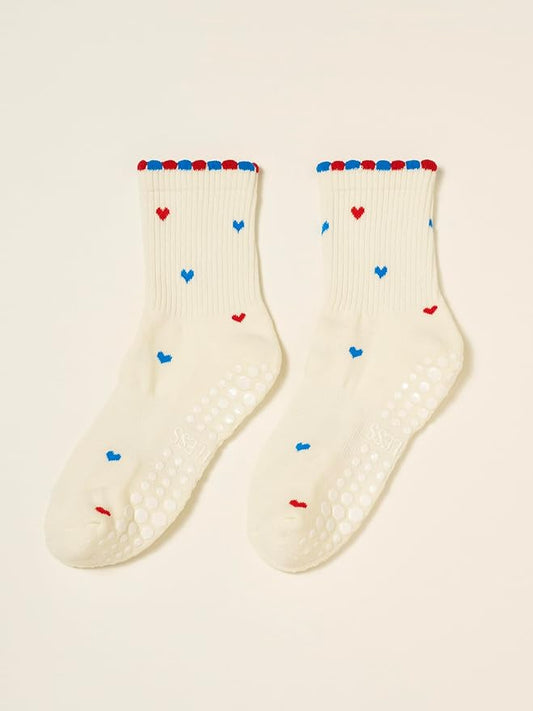 Shapes Studio Crew Half Calf Grip Socks, Cutest Fruits Pilates Socks, Ruffle socks, Non-Slip, Barre Yoga Fitness
