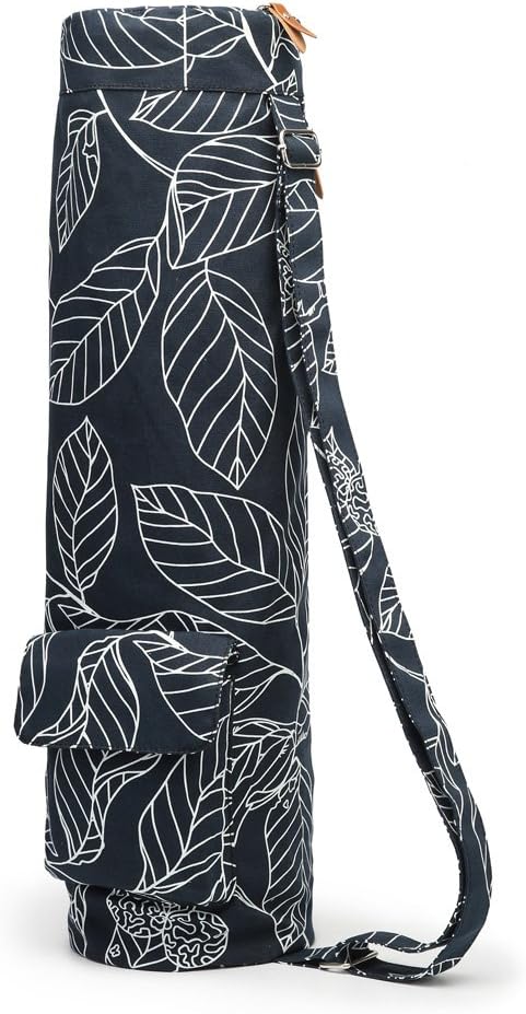 Canvas Yoga Mat Bag with Adjustable Strap & Pockets, Full-Zip Travel Gym Tote for Women & Men, Fits 1/4" & 1/3" Thick Mats, Lightweight Carrier for Yoga, Workout, Outdoor Use