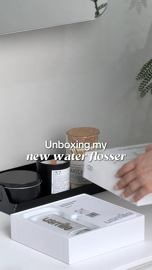 usmile C10 Portable Water Flosser – Travel-Friendly, 95-Day Battery, 4 Modes, 360° Nozzle, 180ml Tank, IPX7 Waterproof, Dentist-Recommended for Braces, Implants & Sensitive Gums (White)