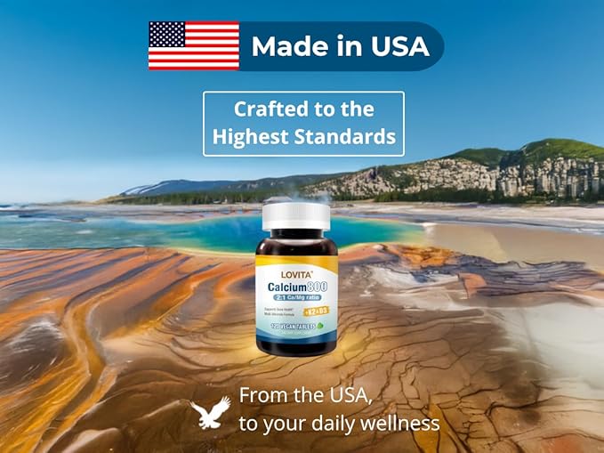 Lovita Calcium Citrate 800 mg with Magnesium, Vitamin D3 & K2, Bone Strength & Density Supplement for Women & Men, Supports Teeth, Immune Health, Gluten Free, Non-GMO, 360 Vegan Tablets