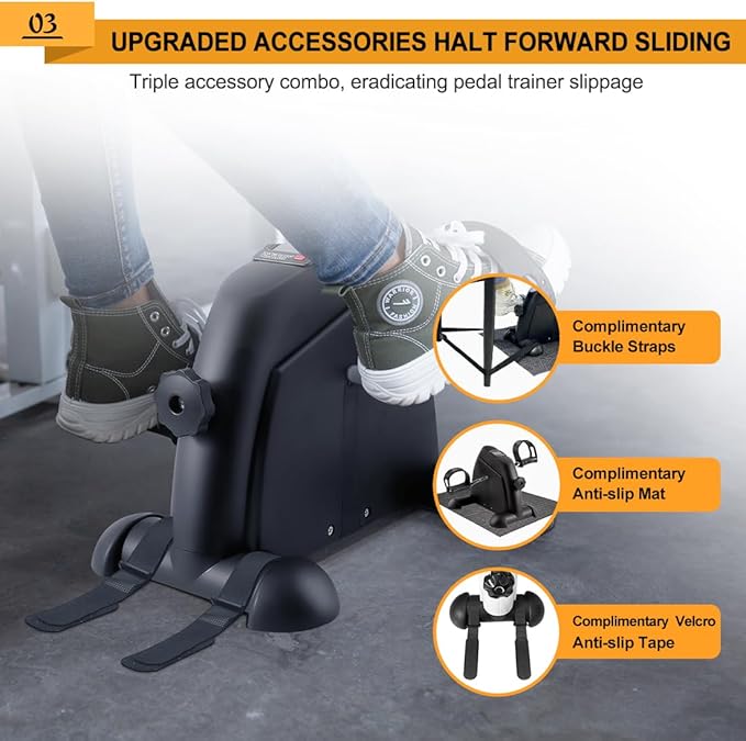 Under Desk Bike Pedal Exerciser, Portable Mini Exercise Bike with LCD Display for Home/Office, Desk Cycle for Leg/Arm with Handle, Leg Exerciser While Sitting for Seniors