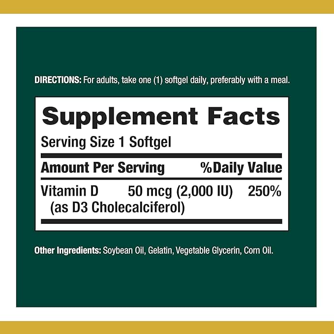 Nature's Bounty Vitamin D 2,000 IU Softgels