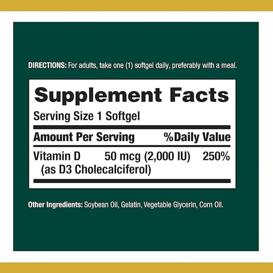 Nature's Bounty Vitamin D 2,000 IU Softgels