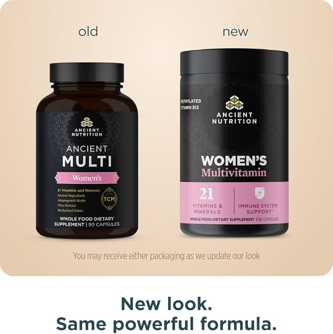 Ancient Nutrition Multivitamin for Women, Multi Women's, Vitamin D, C, B12, Zinc, Magnesium, Supports Healthy Immune System and Bone Health, 90 Ct