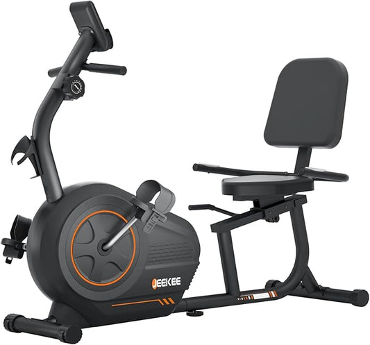 JEEKEE Recumbent Exercise Bike for Seniors,Stationary Bikes for Home, 300LB Capacity & 16 Levels Magnetic Resistance, Heart Rate Handle