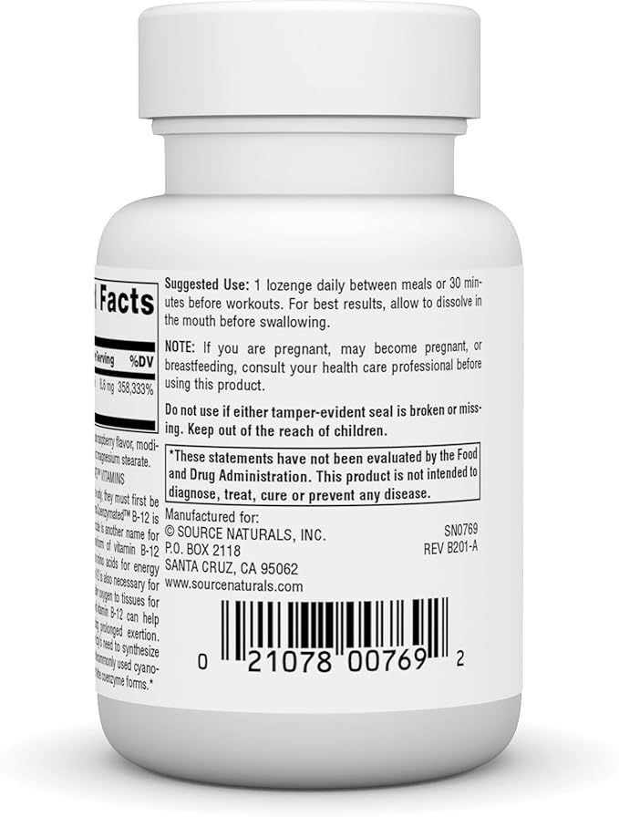 Source Naturals Dibencozide - Coenzymated B-12 Athletic Series, Quick Dissolving Dietary Supplement - 30 Lozenges