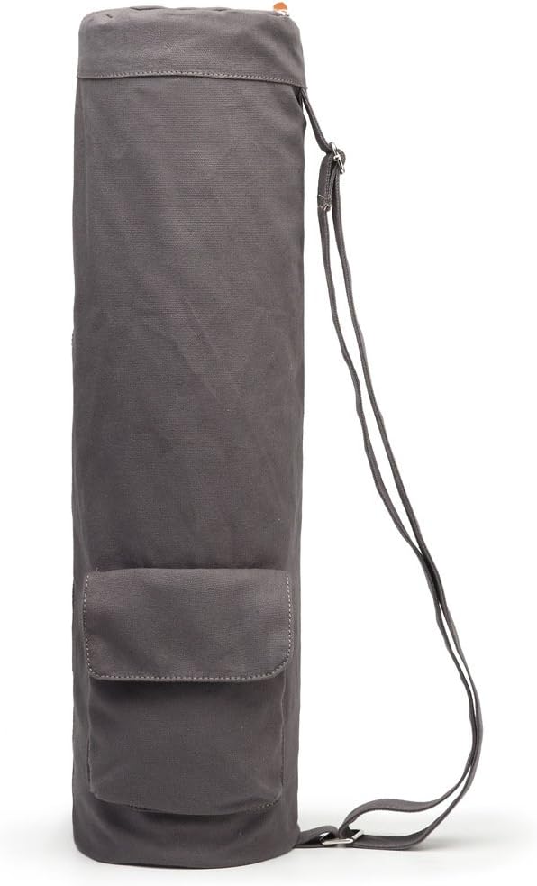 Canvas Yoga Mat Bag with Adjustable Strap & Pockets, Full-Zip Travel Gym Tote for Women & Men, Fits 1/4" & 1/3" Thick Mats, Lightweight Carrier for Yoga, Workout, Outdoor Use