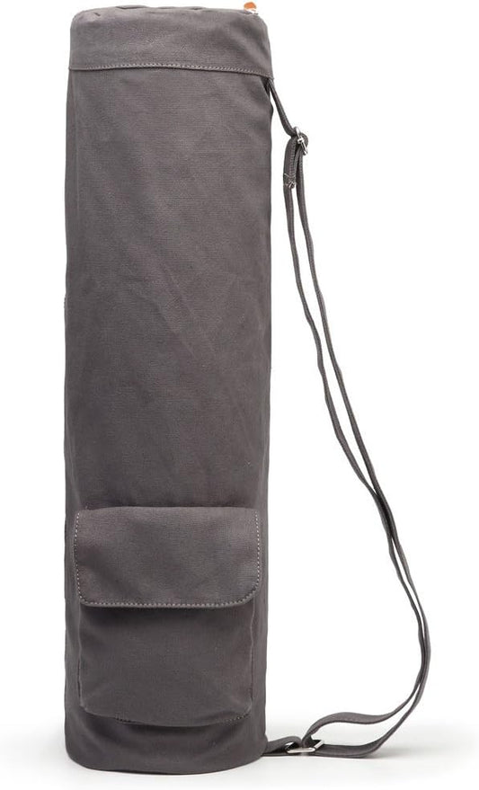 Canvas Yoga Mat Bag with Adjustable Strap & Pockets, Full-Zip Travel Gym Tote for Women & Men, Fits 1/4" & 1/3" Thick Mats, Lightweight Carrier for Yoga, Workout, Outdoor Use