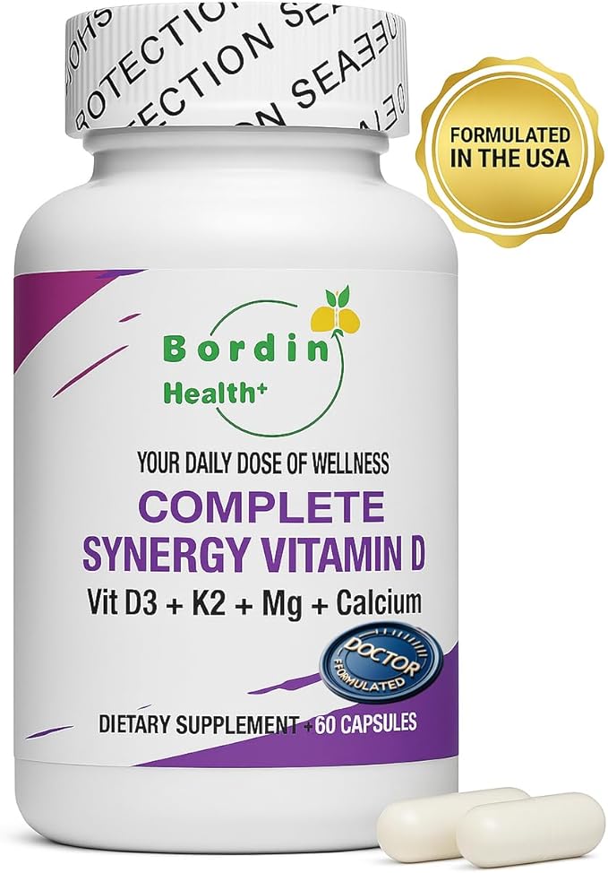 Bone Health Complex - Vitamin D3 1000 IU + Vitamin K, Calcium & Magnesium - 4-in-1 Daily Supplement for Strong Bones & Joints - 60 Capsules