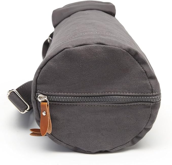 Canvas Yoga Mat Bag with Adjustable Strap & Pockets, Full-Zip Travel Gym Tote for Women & Men, Fits 1/4" & 1/3" Thick Mats, Lightweight Carrier for Yoga, Workout, Outdoor Use