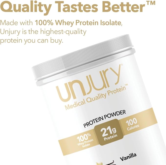 Unjury Whey Protein Powder | Vanilla | 21g 100% Whey Isolate Protein Powder | Low Carb and Lactose Free | Gluten Free | Certified Kosher | 15 Servings