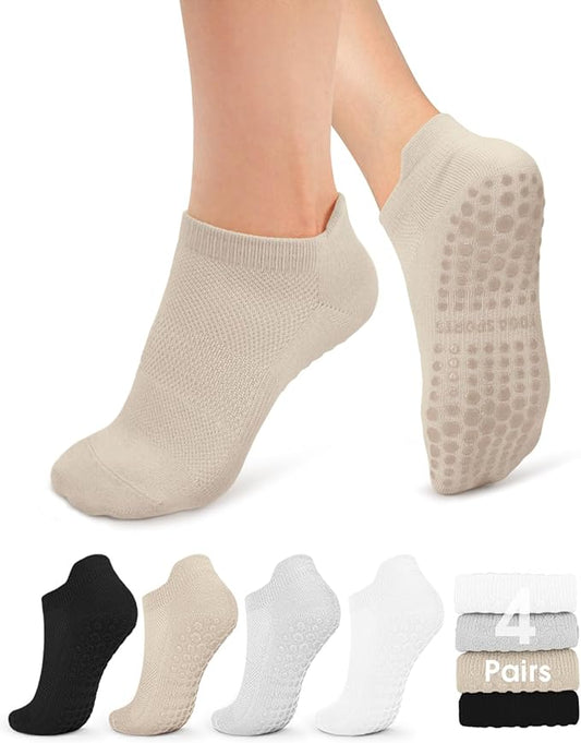 YeuG 4/6 Pairs Pilates Socks for Women - Non Slip Grip Socks for Yoga, Barre, Hospital, Barefoot