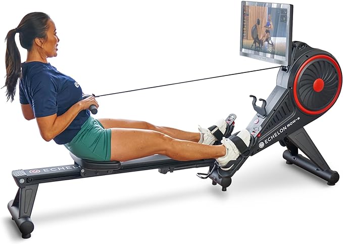 Echelon Row Series – Foldable Rowing Machine for Full-Body, Low-Impact Workouts with 22” Rotating HD Screen, Built-In Soundbar, Bluetooth Resistance & 30-Day Membership with Live Classes