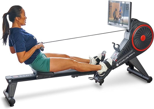 Echelon Row Series – Foldable Rowing Machine for Full-Body, Low-Impact Workouts with 22” Rotating HD Screen, Built-In Soundbar, Bluetooth Resistance & 30-Day Membership with Live Classes