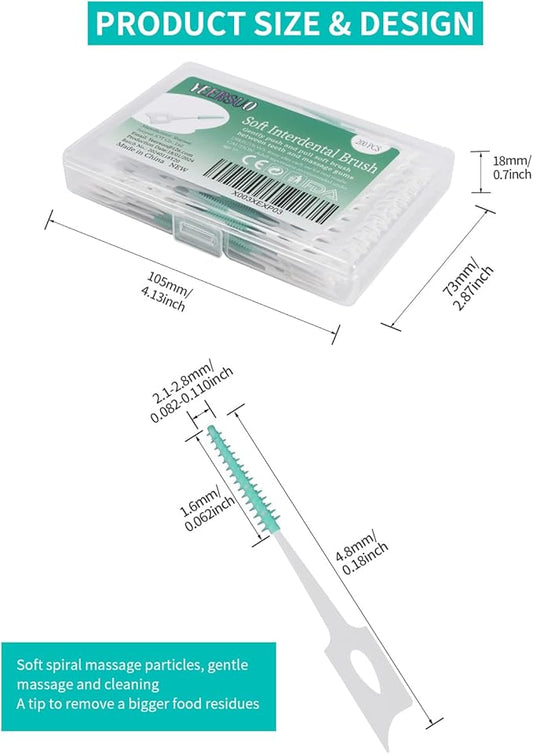 200 PCS Soft Dental Floss Picks, Dental Picks with case, Toothpicks Brush Between Teeth, Tooth Flossing Brush Disposable for Cleaning, Toothbrush Clean Tool, Green Color