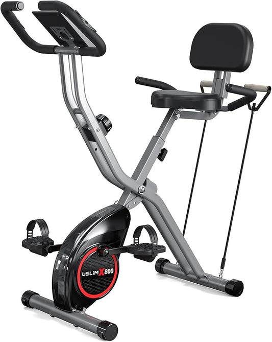 Foldable Exercise Bike Stationary Bikes for Home, 5 IN 1 Indoor Workout Bike, Cycling Bike with 16-Level Quiet Magnetic Resistance, 6.6 LBS Flywheel and 300LBS Capacity, 2025 Designed 817 X-bike