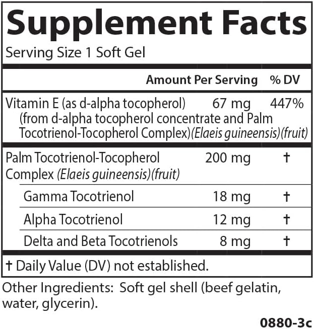 Carlson - Tocotrienols, 40 mg, with Natural-Source Vitamin E, Gamma, Alpha, Delta, Beta, Sustainably Sourced, 30 Softgels