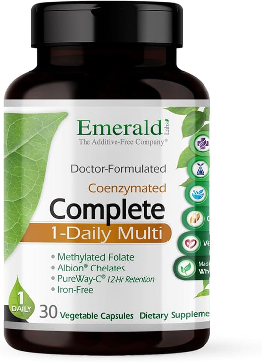 EMERALD LABS Complete 1-Daily Multi - Complete Multivitamin for Men & Women with Vitamin C, Methylated Folate, Whole-Food Blend & More for Immune Support, Bone Health & More* - 30 Vegetable Capsules