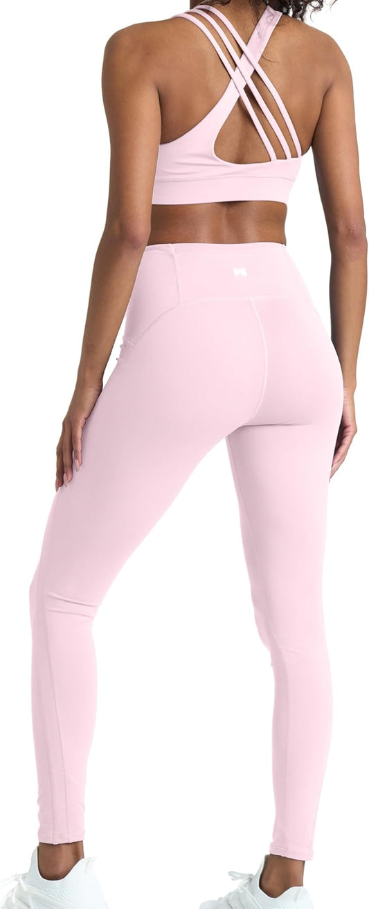 POPSUGAR 2 Piece Workout Sets for women, High Waist Leggings and Sports Bra Yoga Set Matching Gym Pilates Running Work Outfit