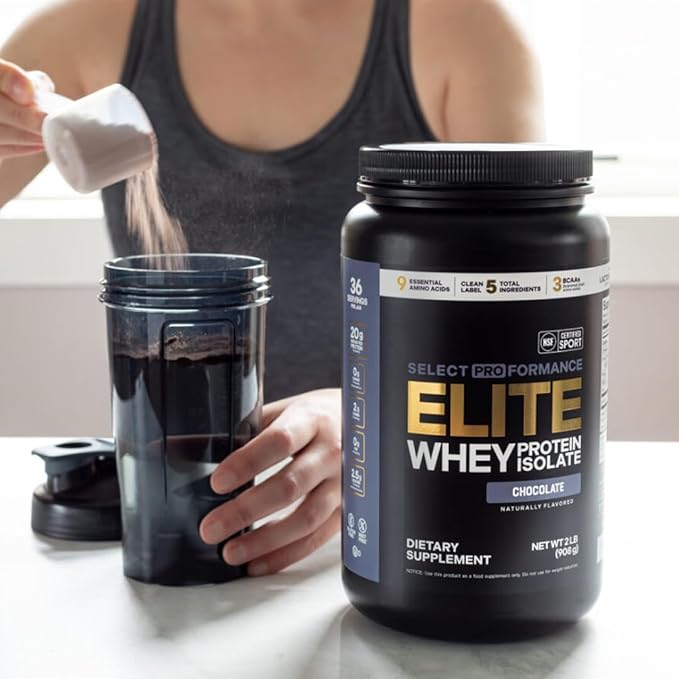 Silver Star Nutrition Select Proformance Elite Whey Protein Isolate Powder, Chocolate, NSF Certified, No Added Sugar, 20g of Protein per Serving, 36 Servings, 2 Lbs