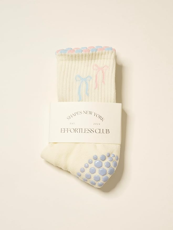 Shapes Studio Crew Half Calf Grip Socks, Cutest Fruits Pilates Socks, Ruffle socks, Non-Slip, Barre Yoga Fitness