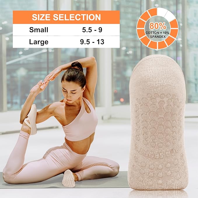 Diu Life 3 Pack Pilates Socks Yoga Socks with Grips for Women Non Slip, Workout, Pure Barre, Ballet, Dance, Hospital Socks