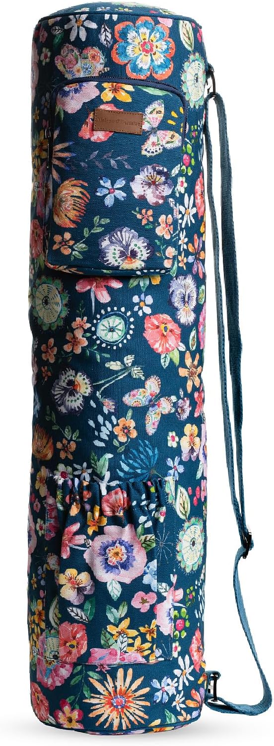 Maison d' Hermine Yoga Mat bag, Cylindrical bag for Woman&Men, yoga mat Bag &Adjustable shoulder straps Yoga Mat Carrier Bag with Drawstring Water Bottle Pocket and zipper pocket