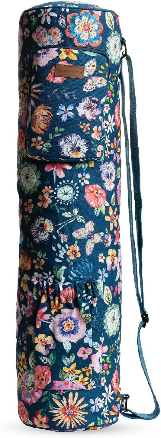 Maison d' Hermine Yoga Mat bag, Cylindrical bag for Woman&Men, yoga mat Bag &Adjustable shoulder straps Yoga Mat Carrier Bag with Drawstring Water Bottle Pocket and zipper pocket