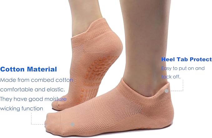 Tamlien Yoga & Pilates Grip Socks - Non-Slip, Barefoot, Pregnant-Friendly Crew Socks for Yoga, Barre & Sports