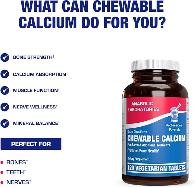 Chewable Calcium Supplement for Women - Clinical Bone Supplement with Chewable Calcium with Vitamin D Magnesium and Boron Complex for Bone Health & Strength Support - Made in The USA - 30 Servings