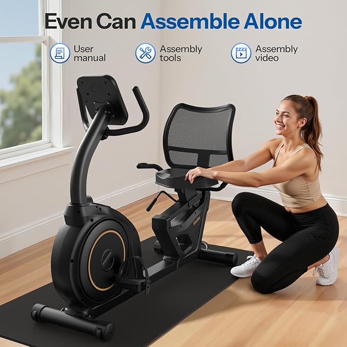 Niceday Recumbent Exercise Bike, Recumbent Bike for Home, Recumbent Stationary Bike 400LBS Weight Capacity, Magnetic Recumbent Bike with Smart APP, LCD Monitor, Heart Rate Handle