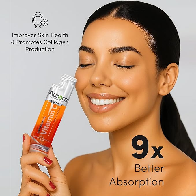 Aurora Nutrascience Mega Liposomal Vitamin C 32 Pack + Vitamin D3/K2 Bottle Bundle - Supplement for Immune Support & Cognitive Health - 32 Servings Each