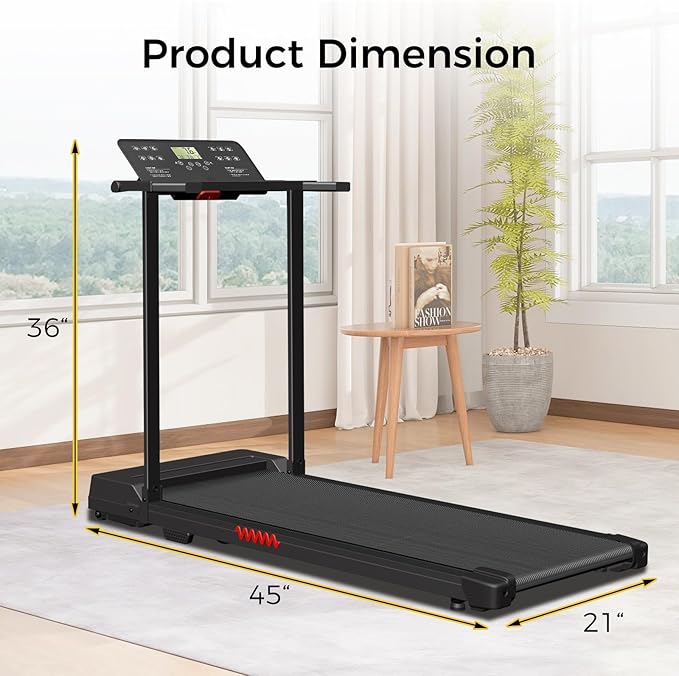 Treadmill with Handles, Walking Treadmills for Home Small Spaces, 3.0HP Walking Pad Treadmills with Handle Bar & LED Display, Treadmill with Desk Workstation for Home Office, 320 LBS Capacity
