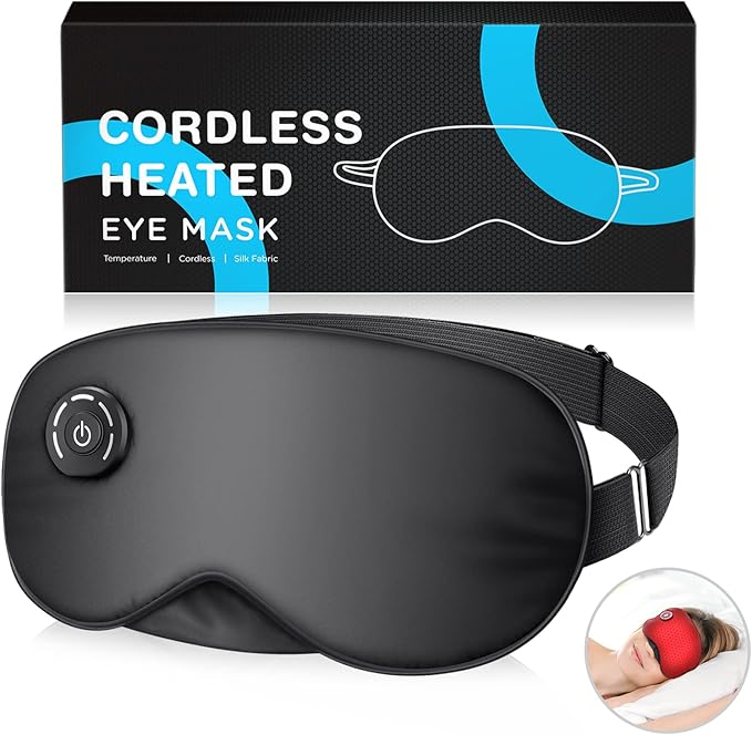 Heated Eye Mask : Cordless Eye Mask for Dry Eyes, Relief Stye, Blepharitis, Chalazion, Improved Sleep, Washable Eye Heating pad for Travel
