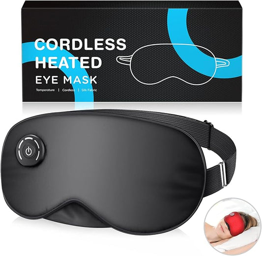 Heated Eye Mask : Cordless Eye Mask for Dry Eyes, Relief Stye, Blepharitis, Chalazion, Improved Sleep, Washable Eye Heating pad for Travel