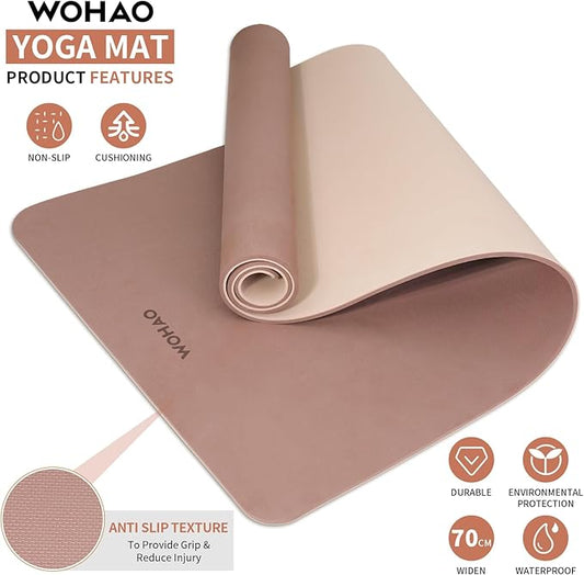 Extra Wide & Thick 8mm Yoga Mat, 72"x31.5" Large Non Slip Exercise Mat, Premium POE Material for Superior Cushioning & Stability, with Strap for Home Gym, Pilates