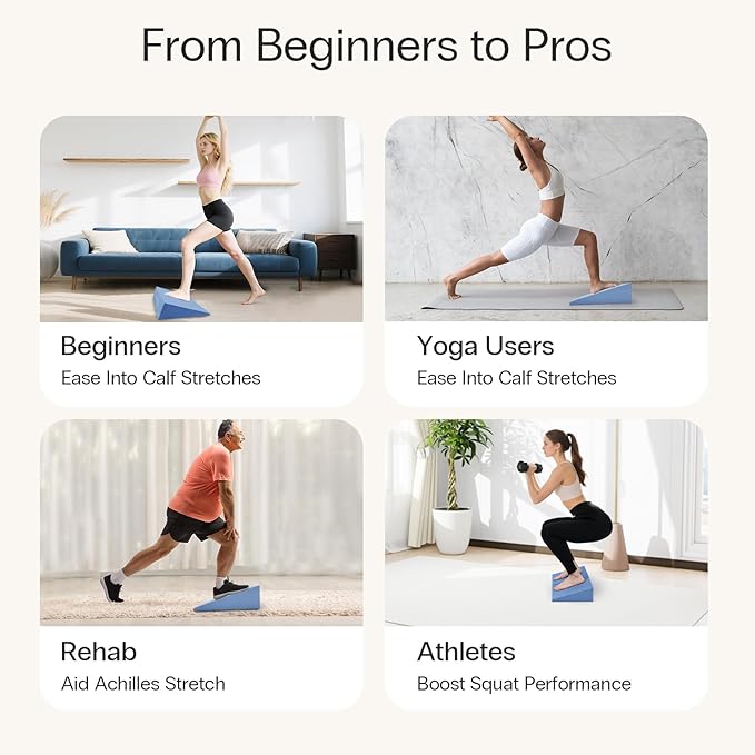 StrongTek XL Foam Yoga Wedge Blocks, Set of 2, 16.5° Incline Slant Boards for Single or Dual Use, Stretching, Squats, Physical Therapy, Calf & Achilles Support, Balance & Rehab, 13" × 12.75" × 3.75"