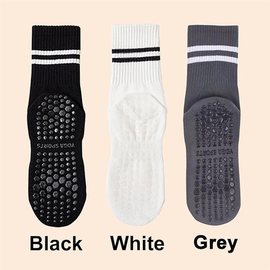 3 Pairs Womens Pilates Socks with Grips Yoga Socks Non Slip Grip Socks for Women for Gym Athletic Barre
