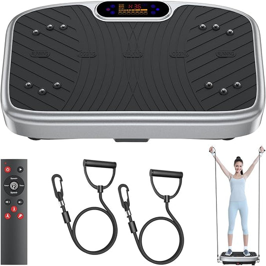 Vibration Plate Exercise Machine, Vibrating Plate Platform for Lymphatic Drainage with 200 Adjustable Speeds, Power Vibration Plate for Weight Loss & Fitness, Supports Max Weight 450 Lbs