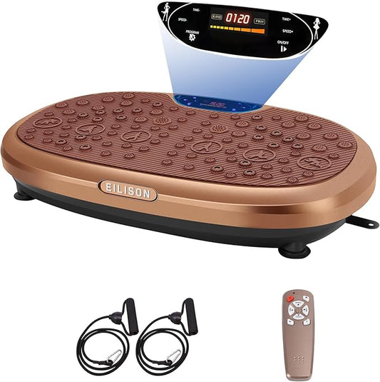 EILISON FitMaxx 3D XL Vibration Plate Exercise Machine - Whole Body Workout Vibration Platform w/Loop Bands - Lymphatic Drainage Machine for Weight Loss, Shaping, Wellness, Recovery