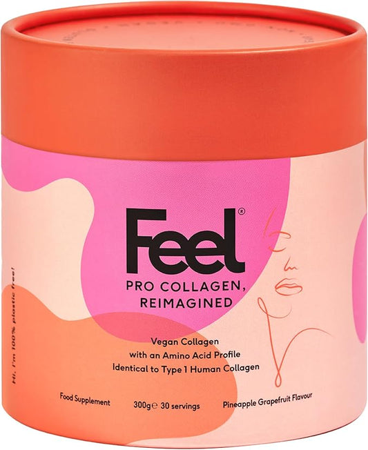 FEEL, Pro Collagen Pineapple Grapefruit Flavor, Vegan Type I Collagen, Clinically Proven to Reduce Wrinkles by 22.4% in 28 Days
