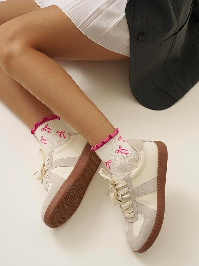 Shapes Studio Crew Half Calf Grip Socks, Cutest Fruits Pilates Socks, Ruffle socks, Non-Slip, Barre Yoga Fitness