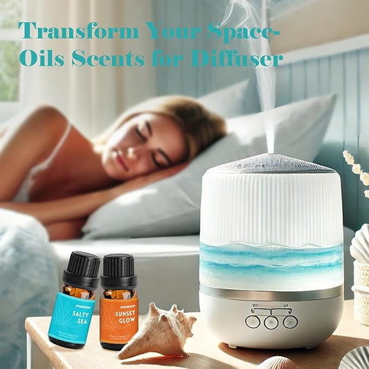 AmaKane Fragrance Oils, Beach Fragrance Oil for Candle Making, Soap Making Scents, Summer Essential Oils for Diffusers for Home 6x10 ml, Beach Linen, Salty Sea, Sunset Glow and More