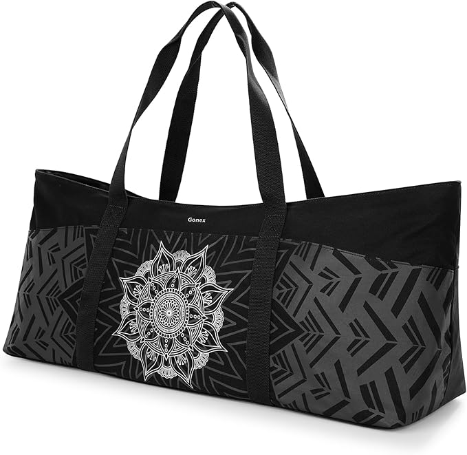 Gonex Yoga Mat Bag, Extra Large Canvas Gym Bag with Waterproof Pocket Metal Zipper, Fits Mat & Blocks, Stylish Yoga Mat Carrier for Women, Ideal for Yoga, Pilates, Workout, Travel