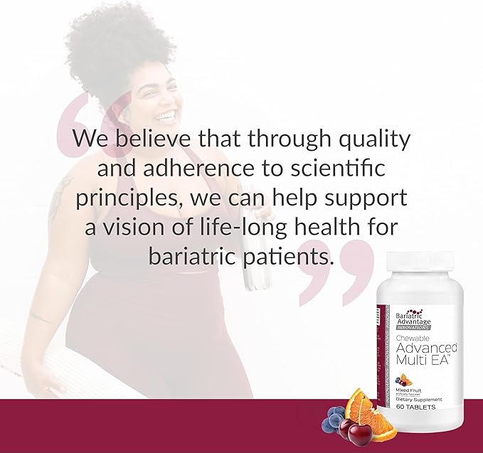 Bariatric Advantage Chewable Advanced Multi EA - High Potency Daily Multivitamin with Iron for Bariatric Surgery Patients - Mixed Fruit Flavor - 60 Count